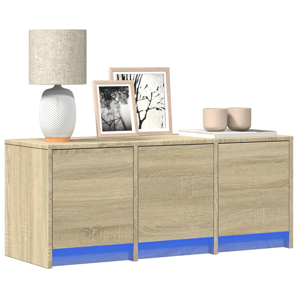vidaXL Meuble TV avec LED chêne sonoma 97x34x40 cm bois d'ingénierie