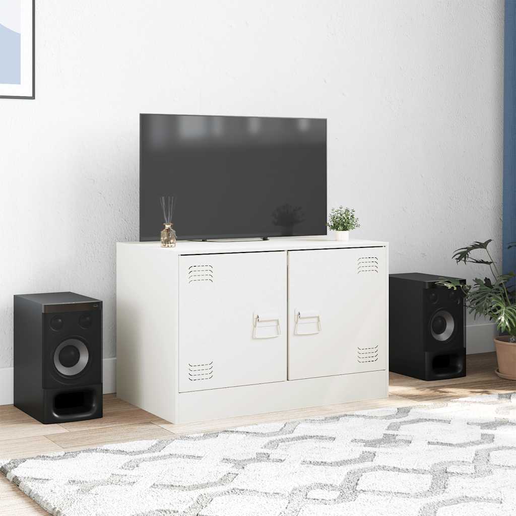 vidaXL Meuble TV blanc 67x39x44 cm acier - Image 3