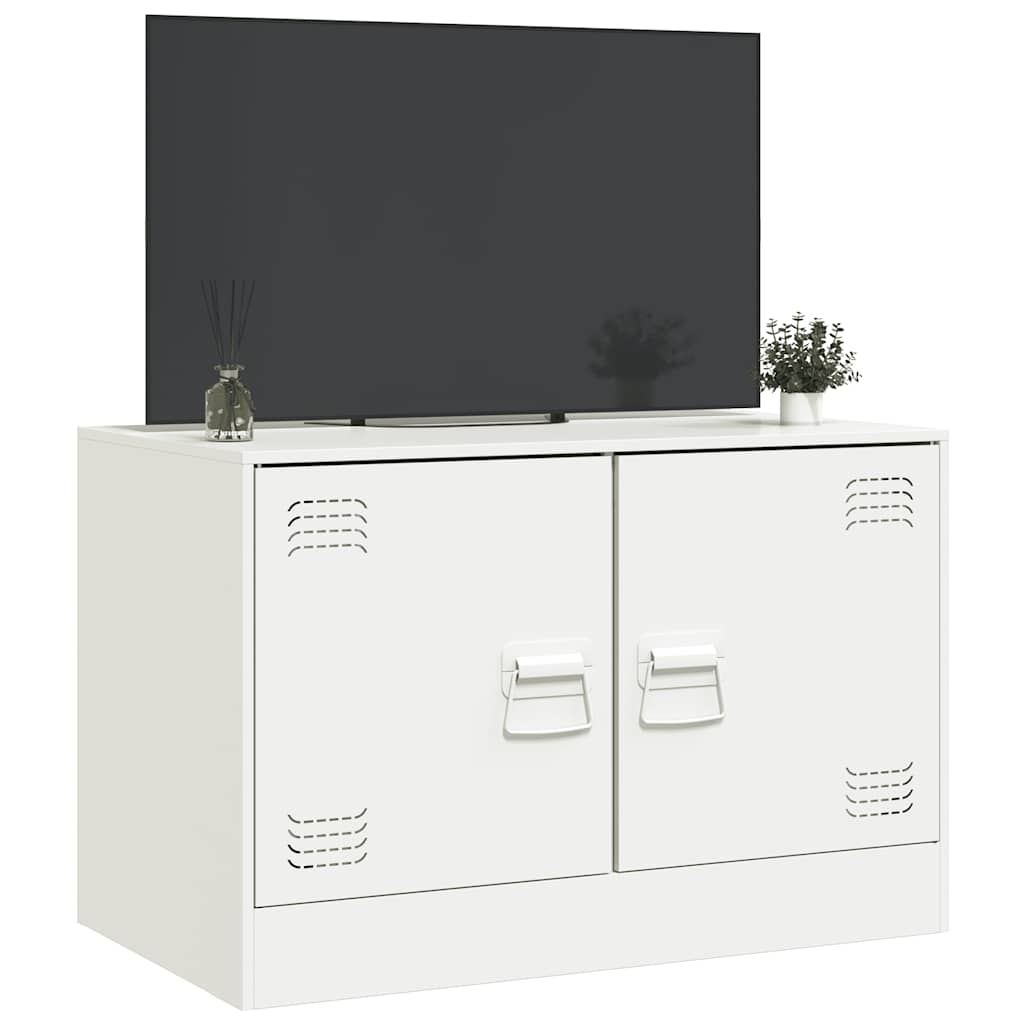 vidaXL Meuble TV blanc 67x39x44 cm acier - Image 5