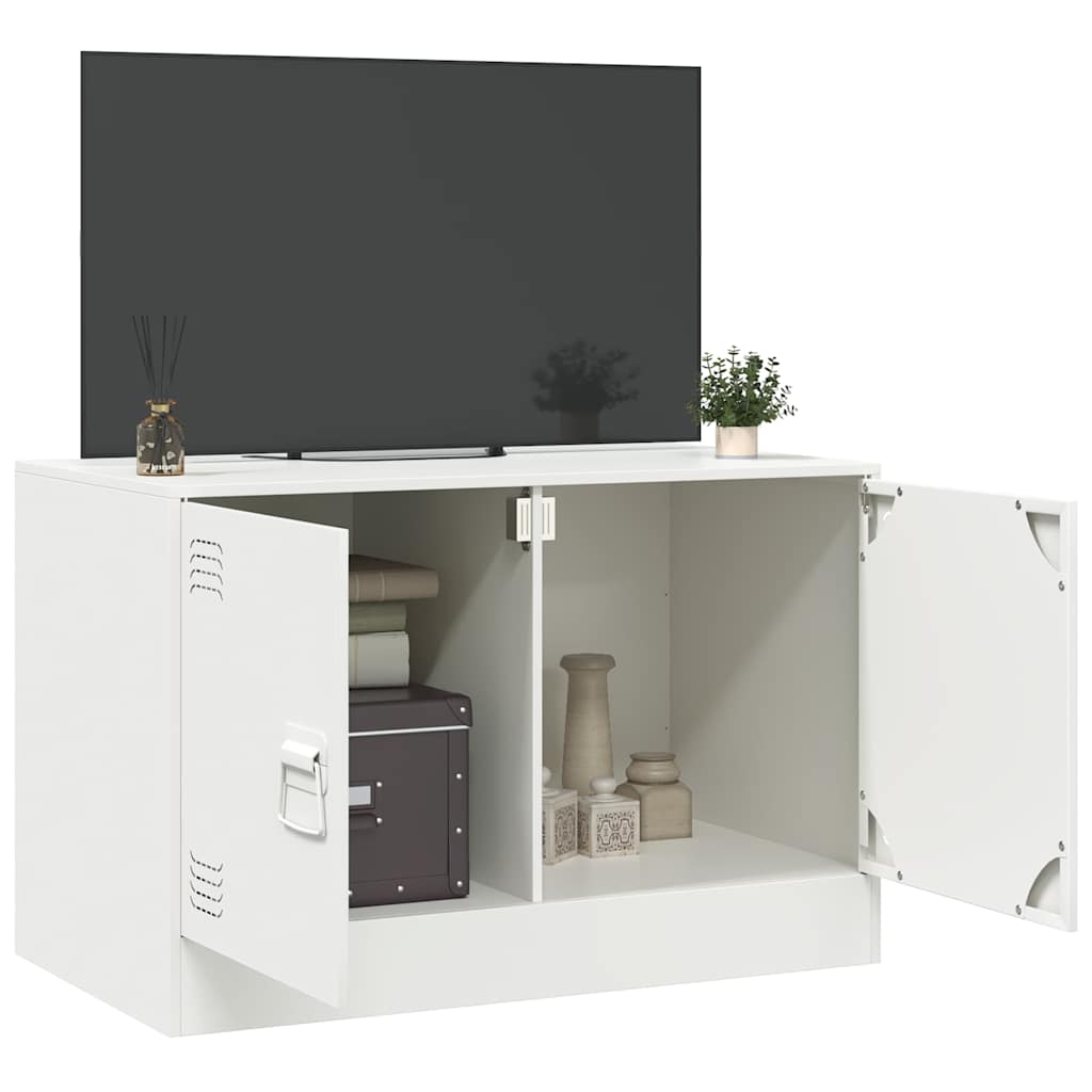 vidaXL Meuble TV blanc 67x39x44 cm acier - Image 4