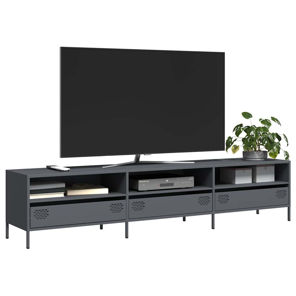 vidaXL Meuble TV anthracite 202x39x43,5 cm acier laminé à froid