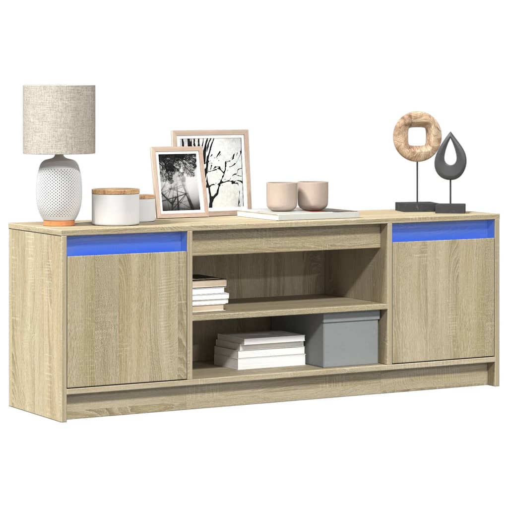 vidaXL Meuble TV avec LED chêne sonoma 139,5x34x50cm bois d'ingénierie
