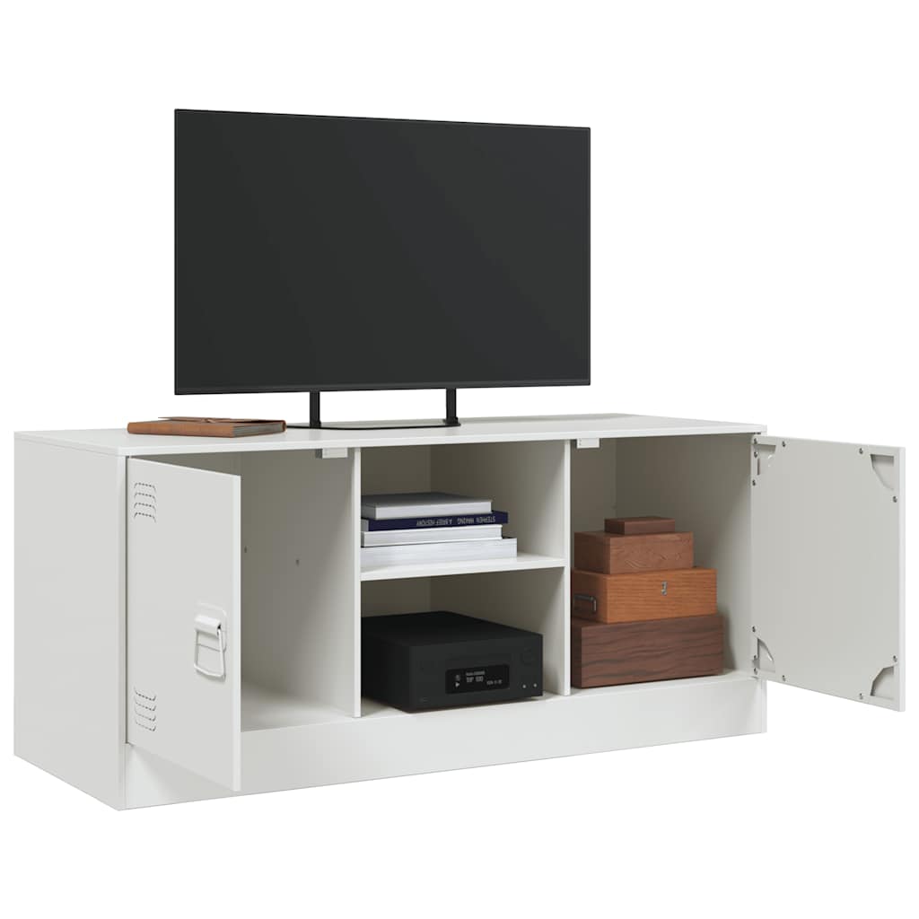 vidaXL Meuble TV blanc 99x39x44 cm acier - Image 5