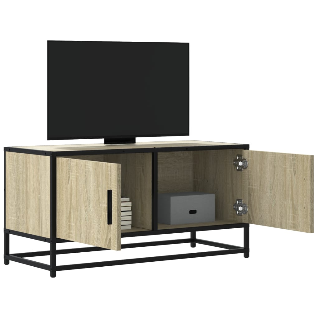 vidaXL Meuble TV chêne sonoma 80x34,5x40 cm bois d'ingénierie et métal