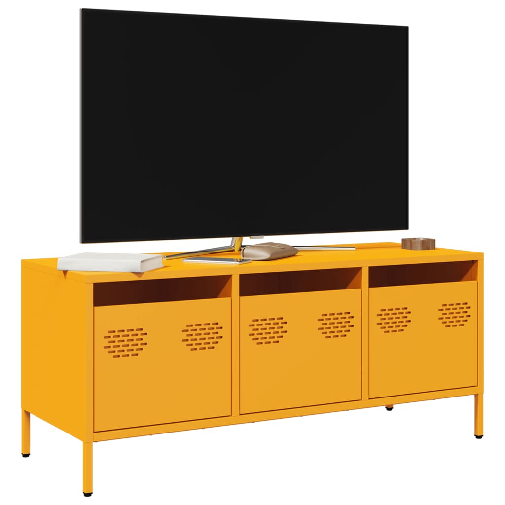 vidaXL Meuble TV jaune moutarde 101,5x39x43,5 cm acier laminé à froid