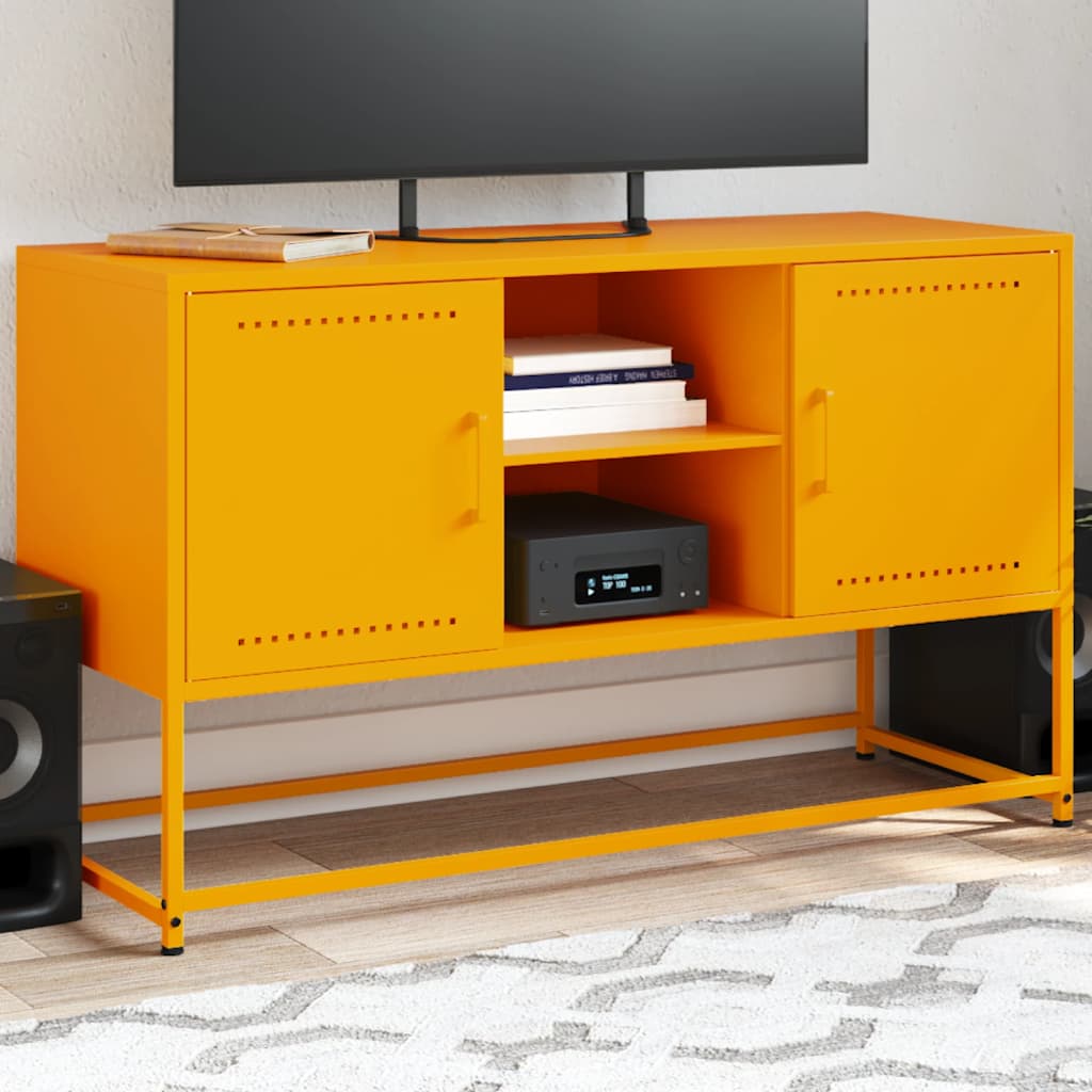 vidaXL Meuble TV jaune moutarde 100,5x39x60,5 cm acier