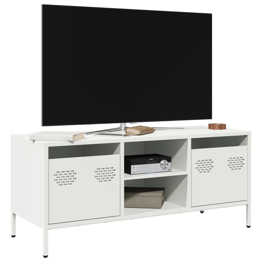 vidaXL Meuble TV blanc 101,5x39x43,5 cm acier laminé à froid