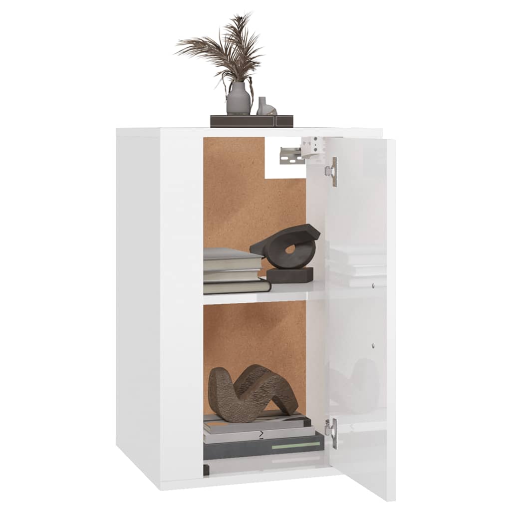 vidaXL Meuble TV mural Blanc brillant 40x34,5x60 cm - Image 3