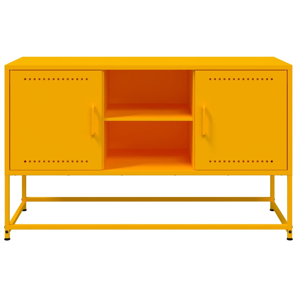 vidaXL Meuble TV jaune moutarde 100,5x39x60,5 cm acier - Image 6