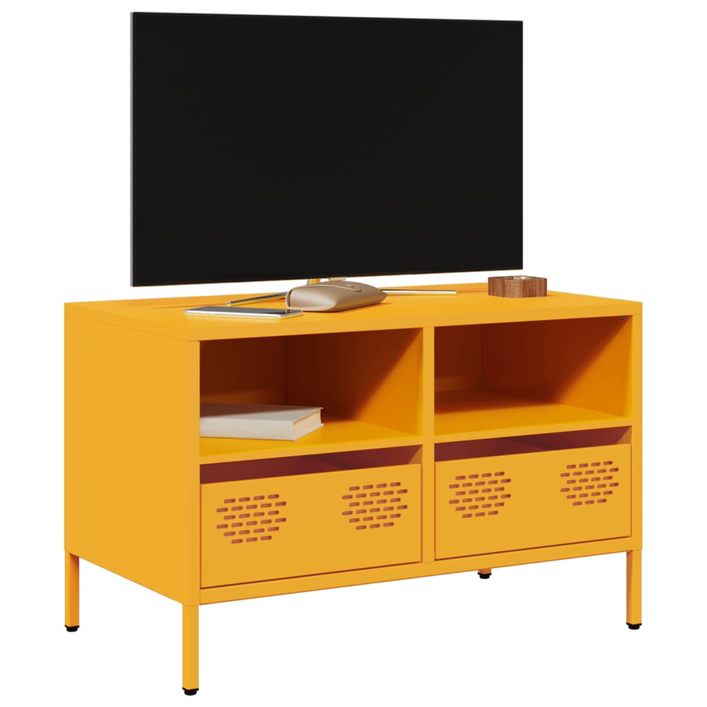 vidaXL Meuble TV jaune moutarde 68x39x43,5 cm acier laminé à froid