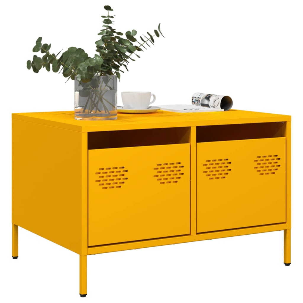 vidaXL Meuble TV jaune moutarde 68x50x43,5 cm acier laminé à froid
