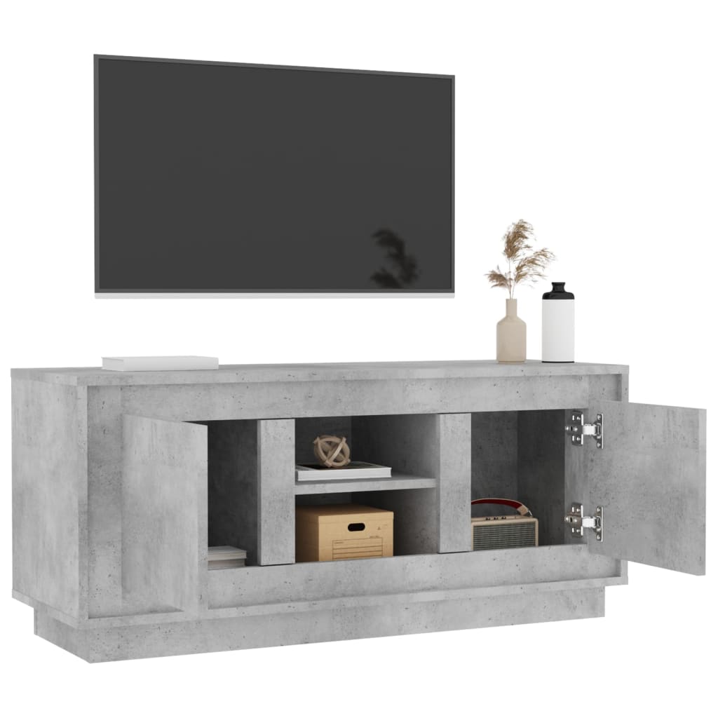 vidaXL Meuble TV gris béton 102x35x45 cm bois d'ingénierie - Image 5