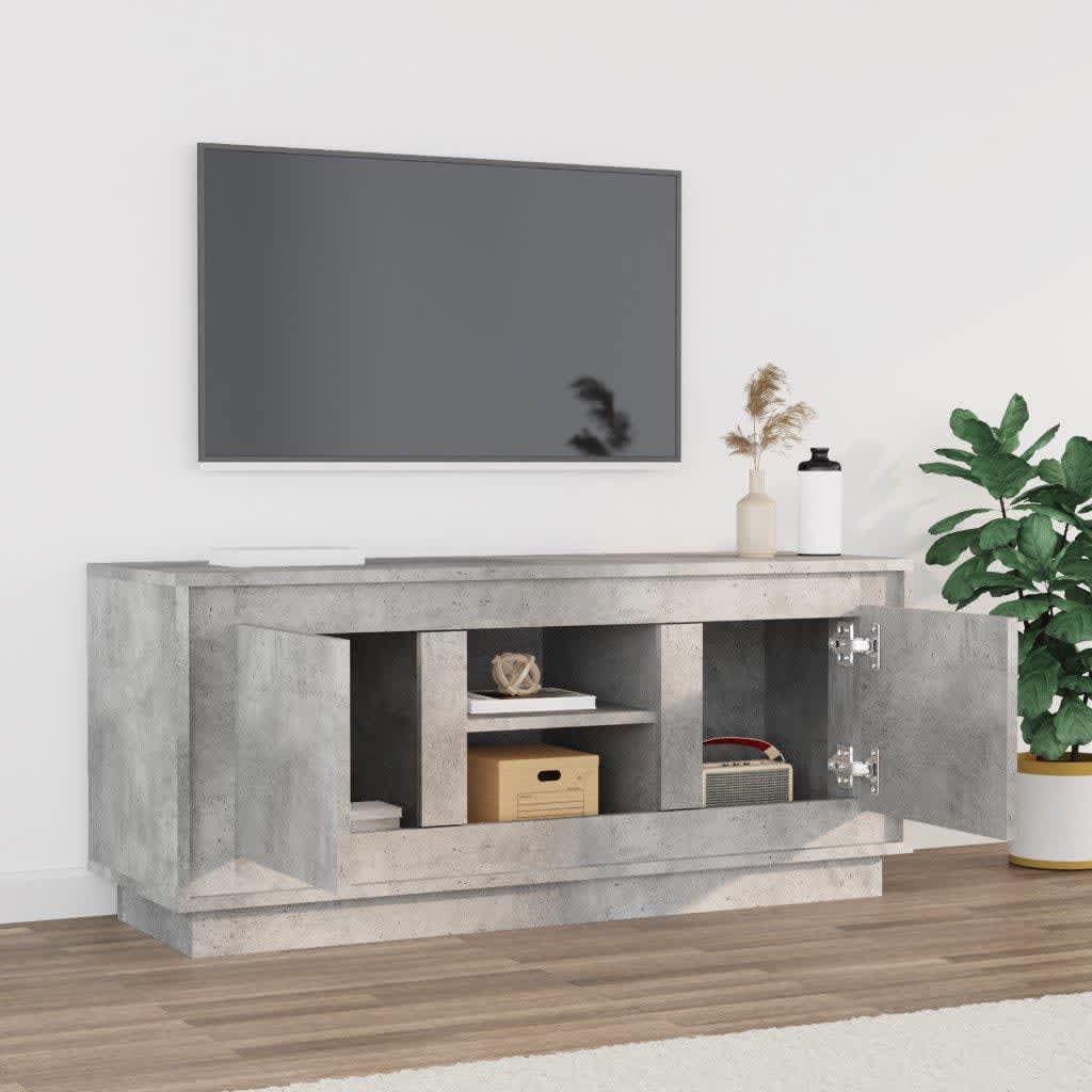 vidaXL Meuble TV gris béton 102x35x45 cm bois d'ingénierie - Image 3