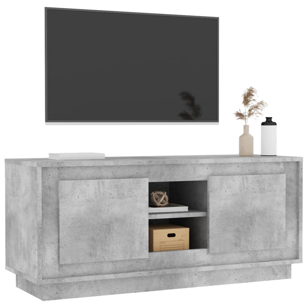 vidaXL Meuble TV gris béton 102x35x45 cm bois d'ingénierie - Image 4