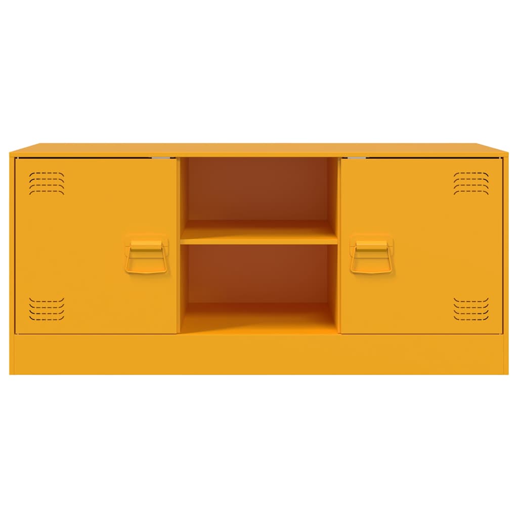 vidaXL Meuble TV jaune moutarde 99x39x44 cm acier - Image 6
