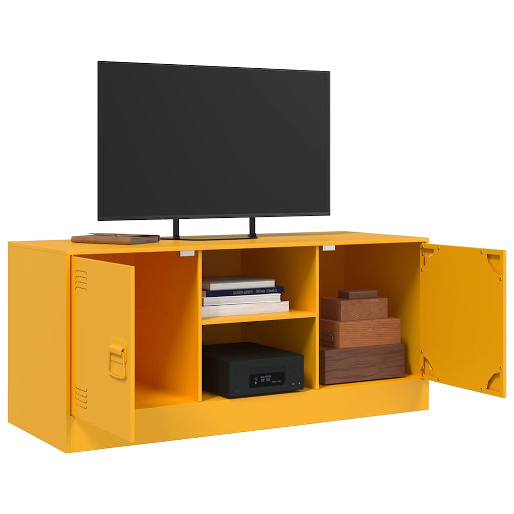 vidaXL Meuble TV jaune moutarde 99x39x44 cm acier - Image 5