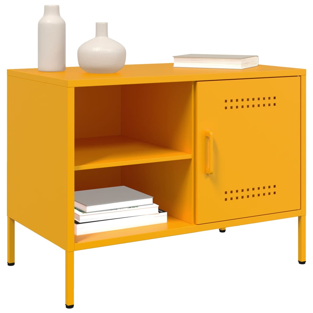 vidaXL Meuble TV jaune moutarde 68x39x50,5 cm acier - Image 4