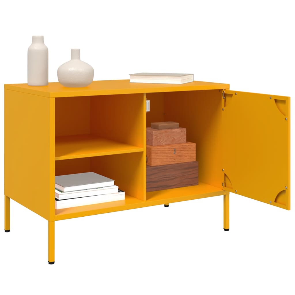 vidaXL Meuble TV jaune moutarde 68x39x50,5 cm acier - Image 5