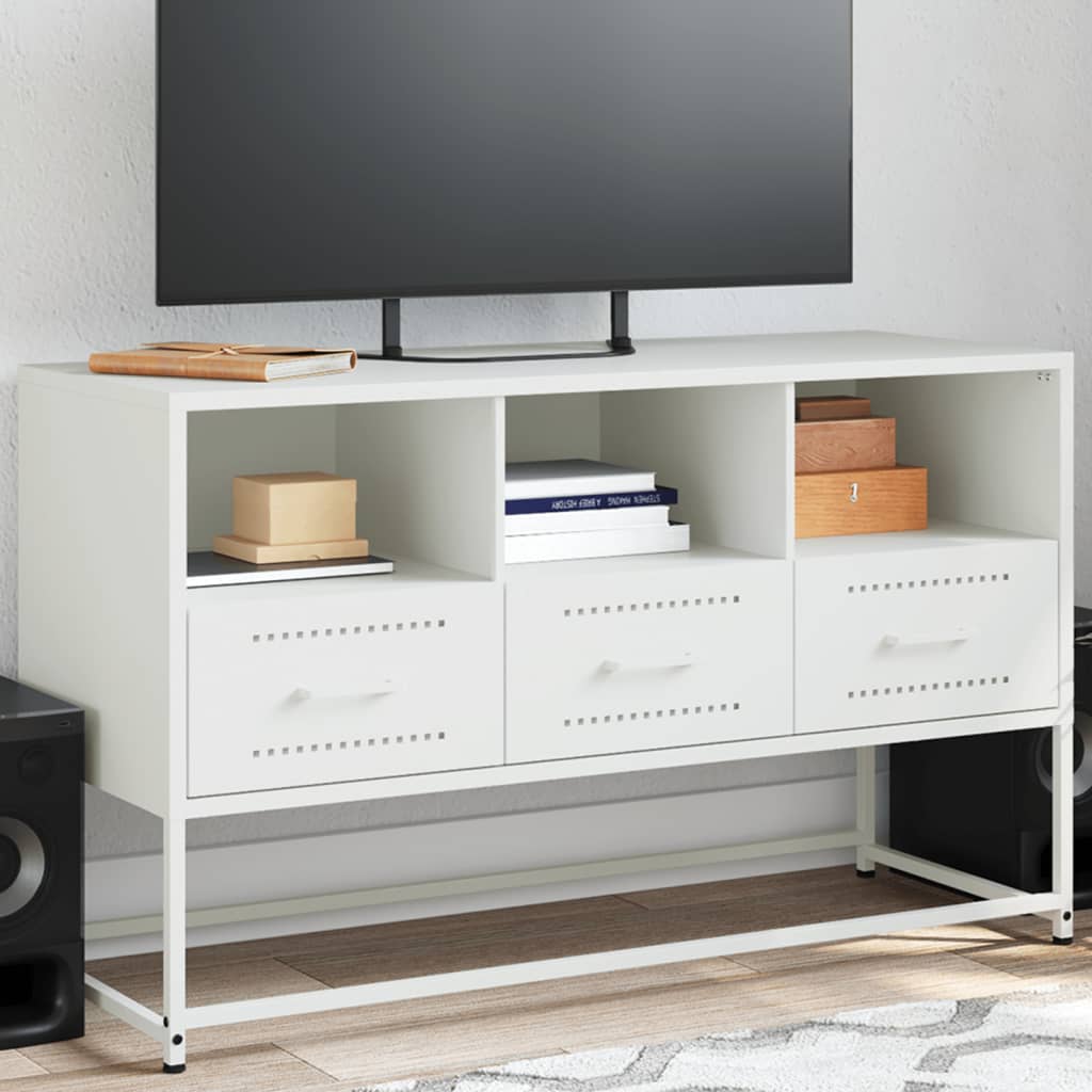 vidaXL Meuble TV blanc 100,5x39x60,5 cm acier