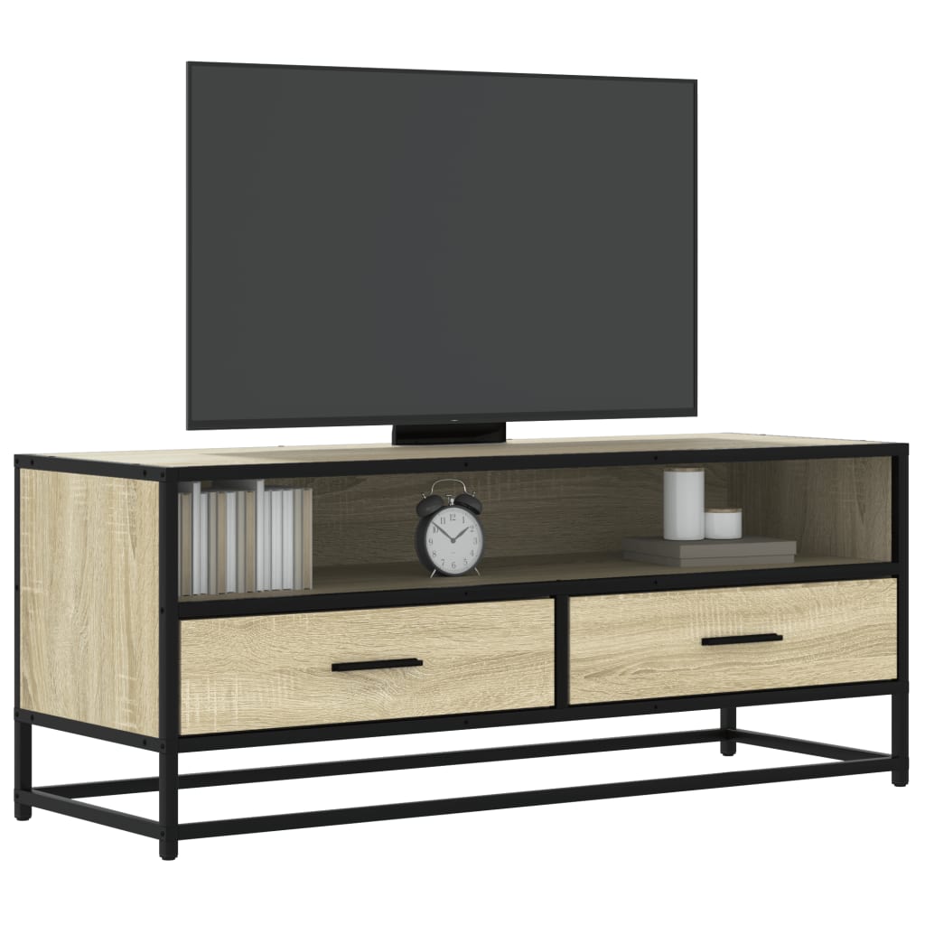 vidaXL Meuble TV chêne sonoma 100x34,5x40cm bois d'ingénierie et métal