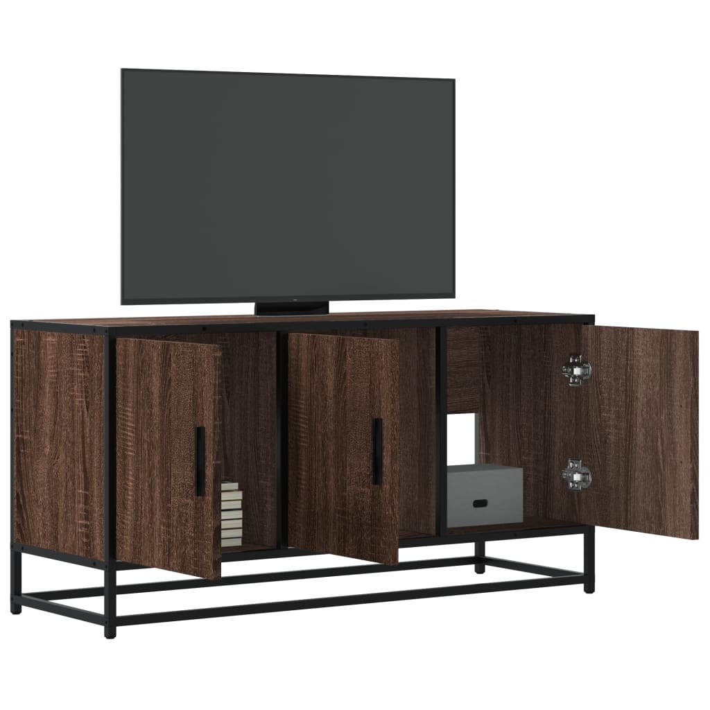 vidaXL Meuble TV chêne marron 100x35x50 cm bois d'ingénierie et métal