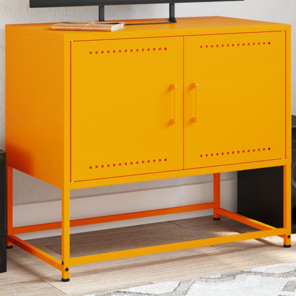 vidaXL Meuble TV jaune moutarde 68,5x39x60,5 cm acier