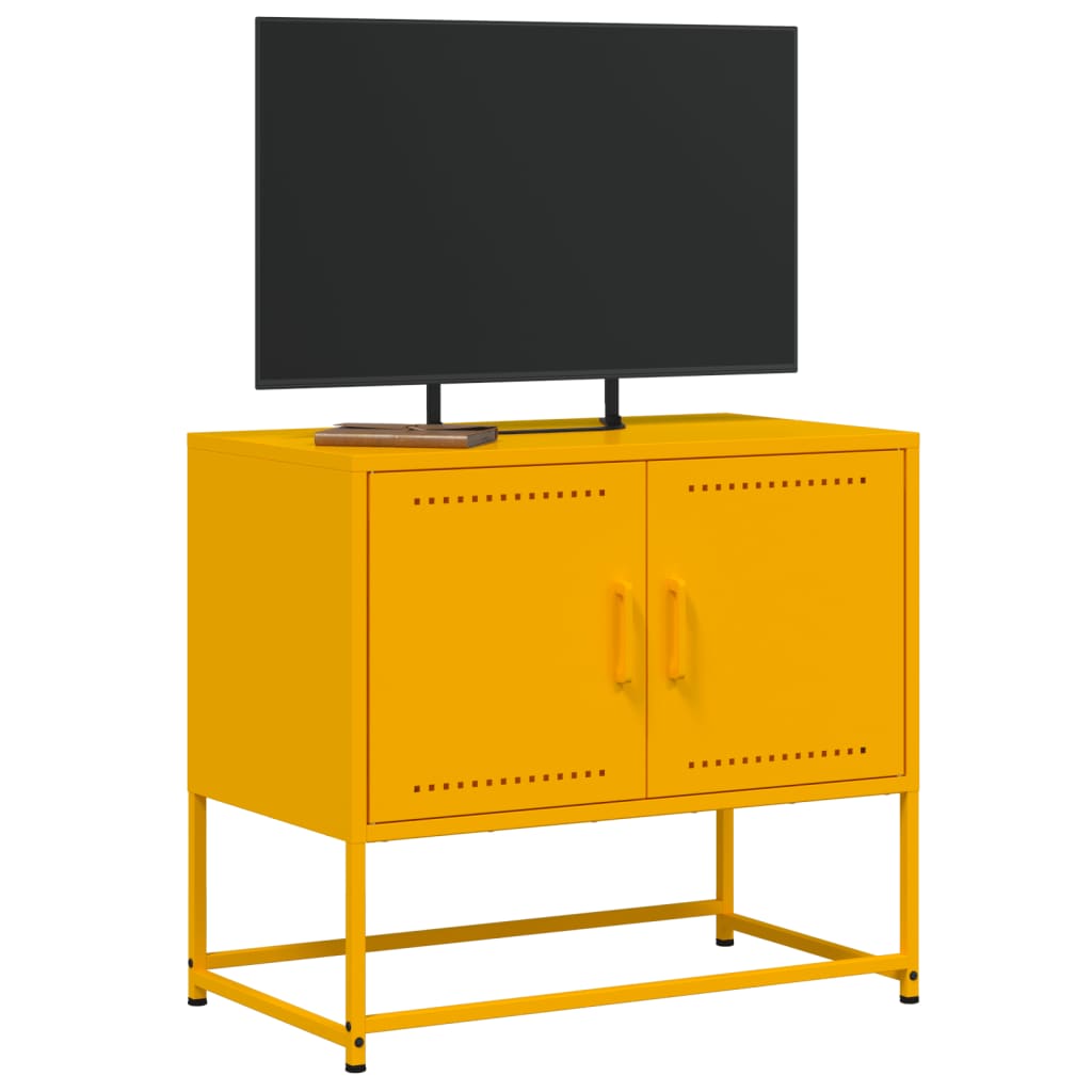 vidaXL Meuble TV jaune moutarde 68,5x39x60,5 cm acier - Image 4