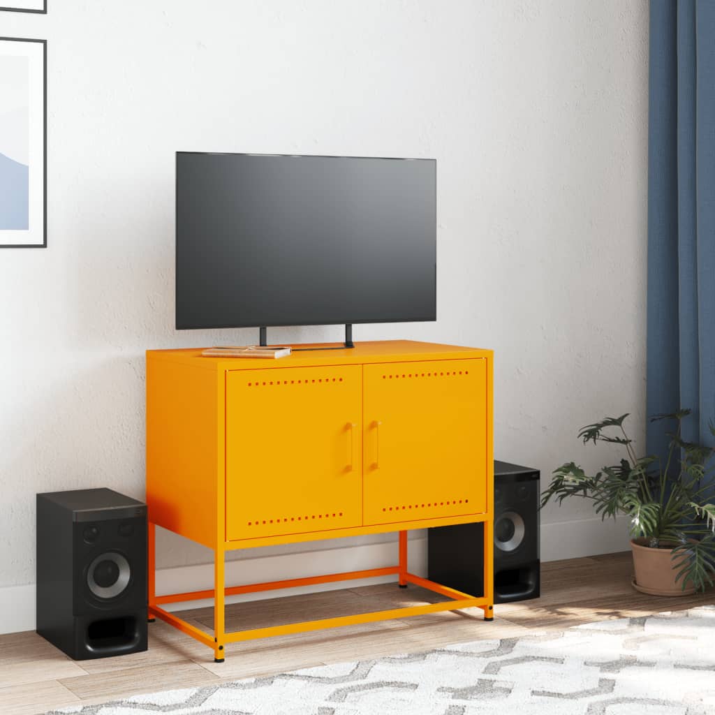 vidaXL Meuble TV jaune moutarde 68,5x39x60,5 cm acier - Image 3