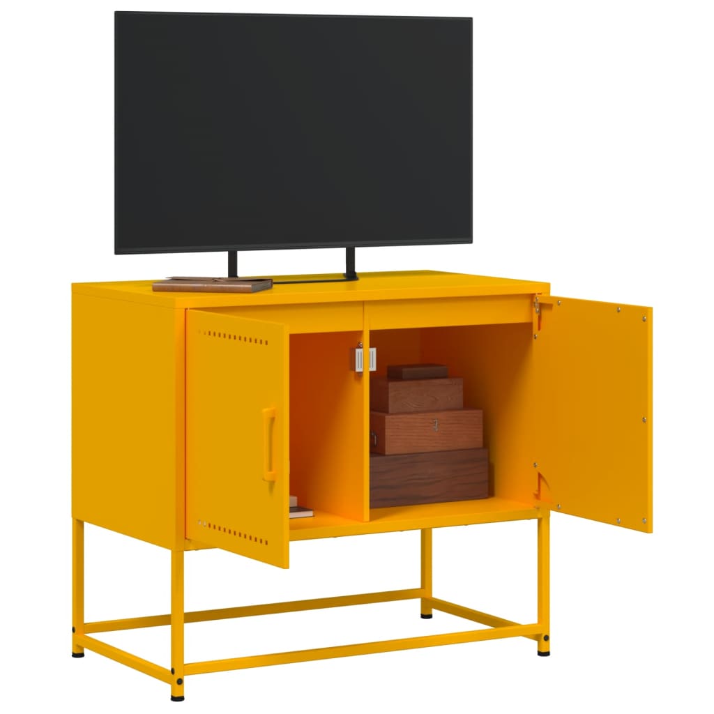 vidaXL Meuble TV jaune moutarde 68,5x39x60,5 cm acier - Image 5