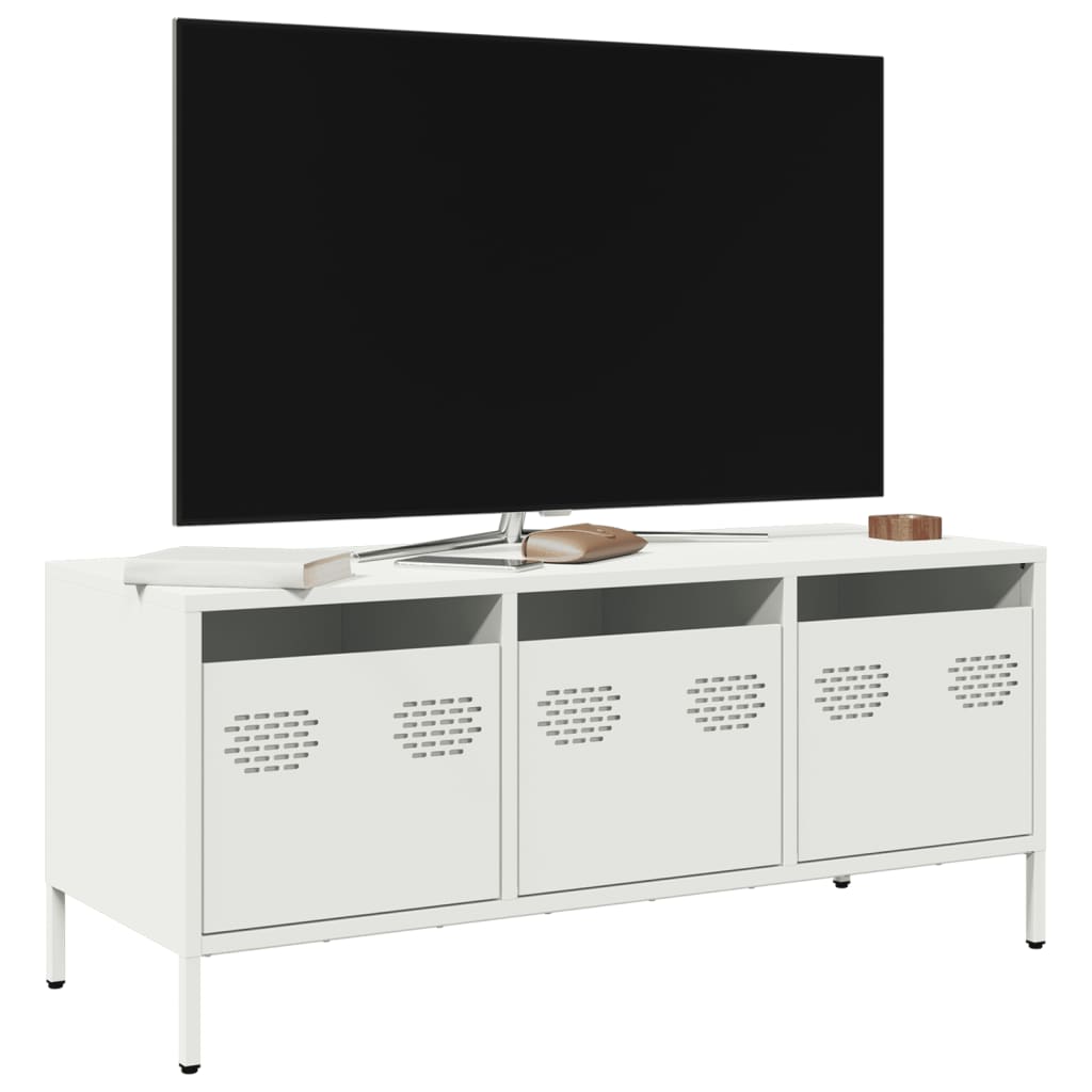vidaXL Meuble TV blanc 101,5x39x43,5 cm acier laminé à froid