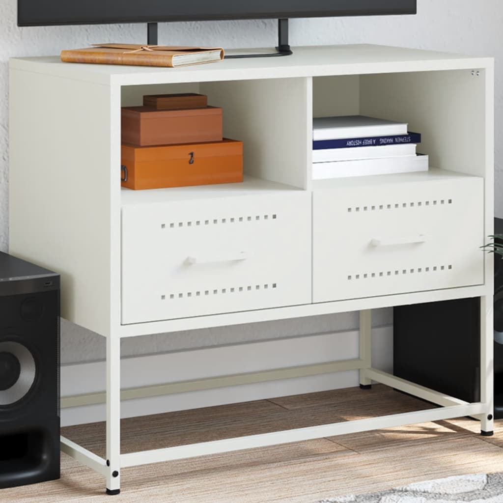 vidaXL Meuble TV blanc 68x39x60,5 cm acier