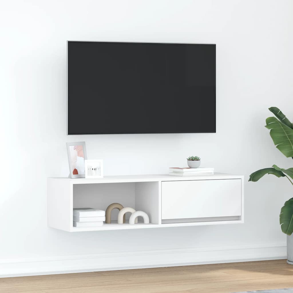vidaXL Meuble TV blanc 100x31x25,5 cm bois d'ingénierie