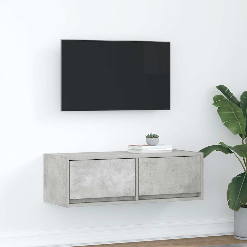 vidaXL Meuble TV gris béton 80x31x25,5 cm bois d'ingénierie