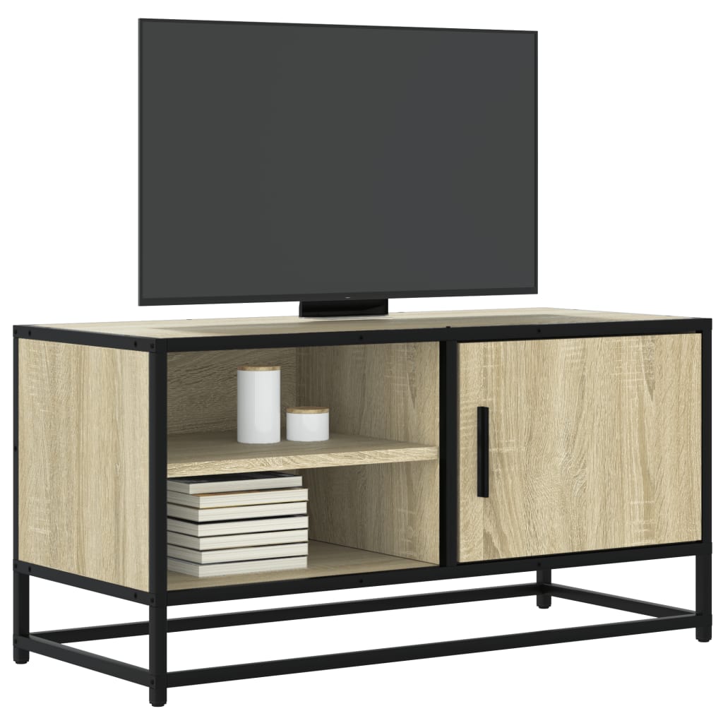 vidaXL Meuble TV chêne sonoma 80x34,5x40 cm bois d'ingénierie et métal