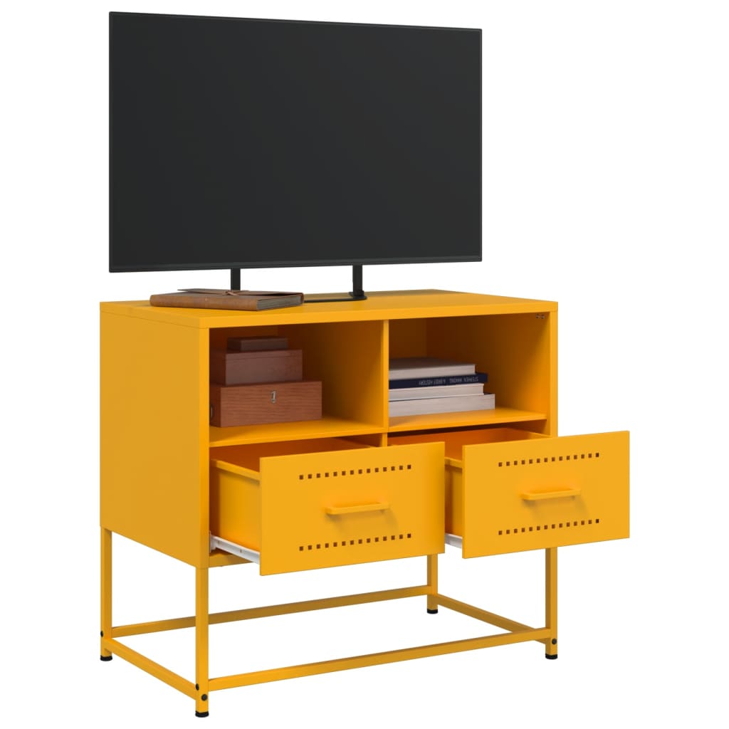vidaXL Meuble TV jaune moutarde 68x39x60,5 cm acier - Image 4