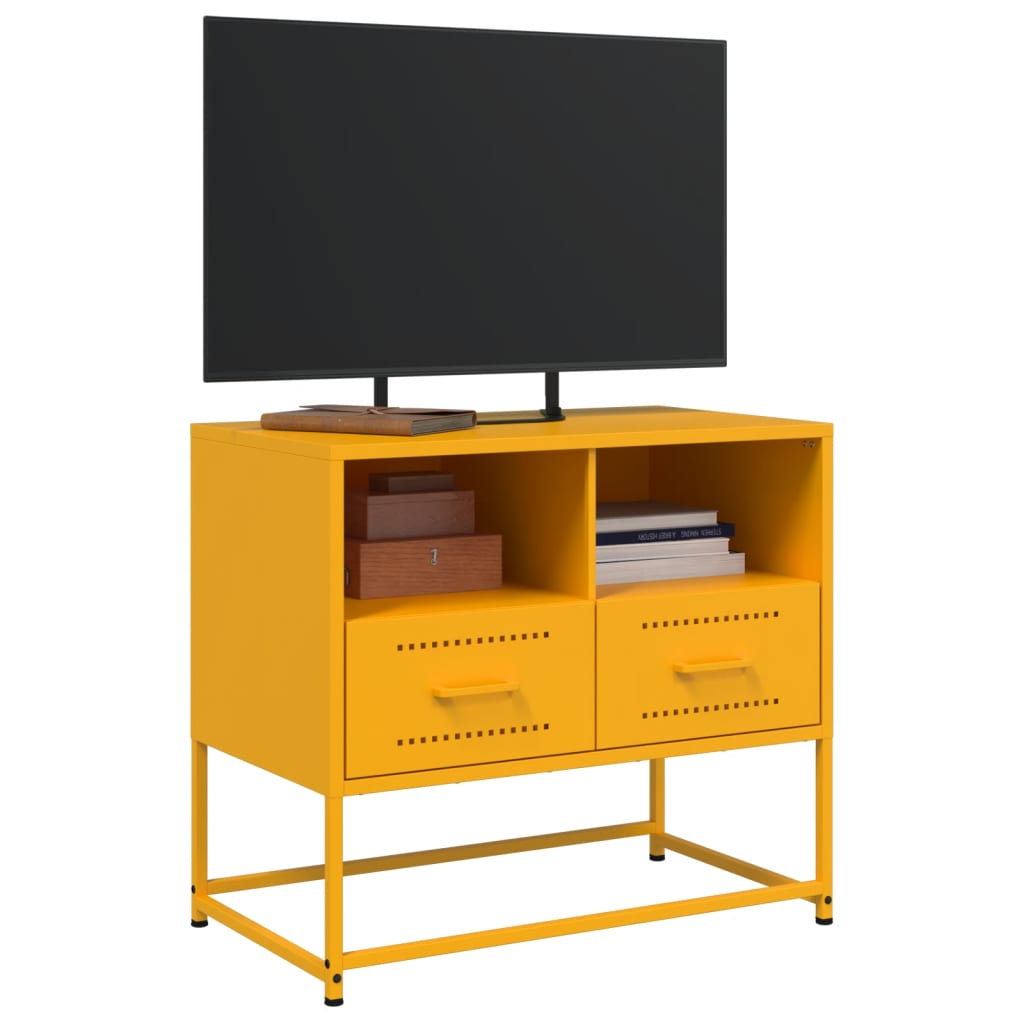 vidaXL Meuble TV jaune moutarde 68x39x60,5 cm acier - Image 5