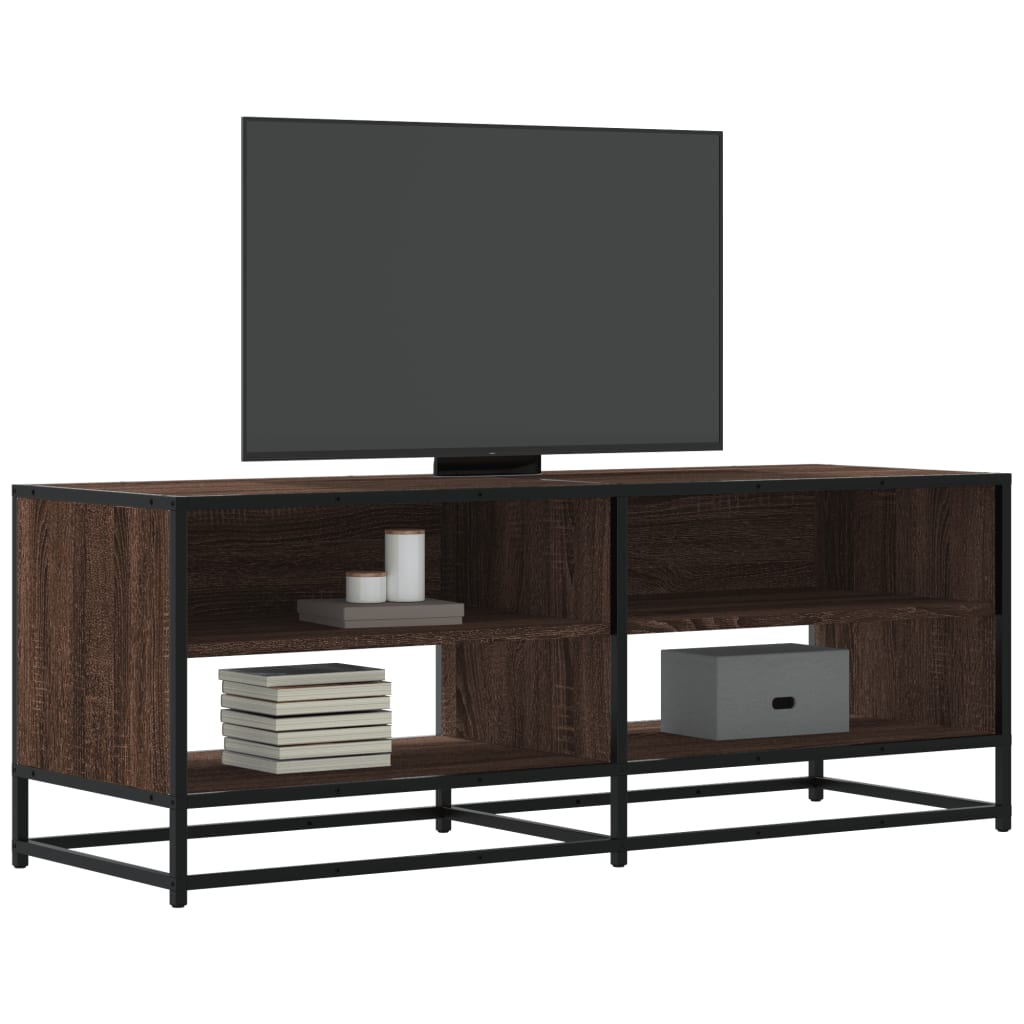 vidaXL Meuble TV chêne marron 120,5x40x46cm bois d'ingénierie et métal