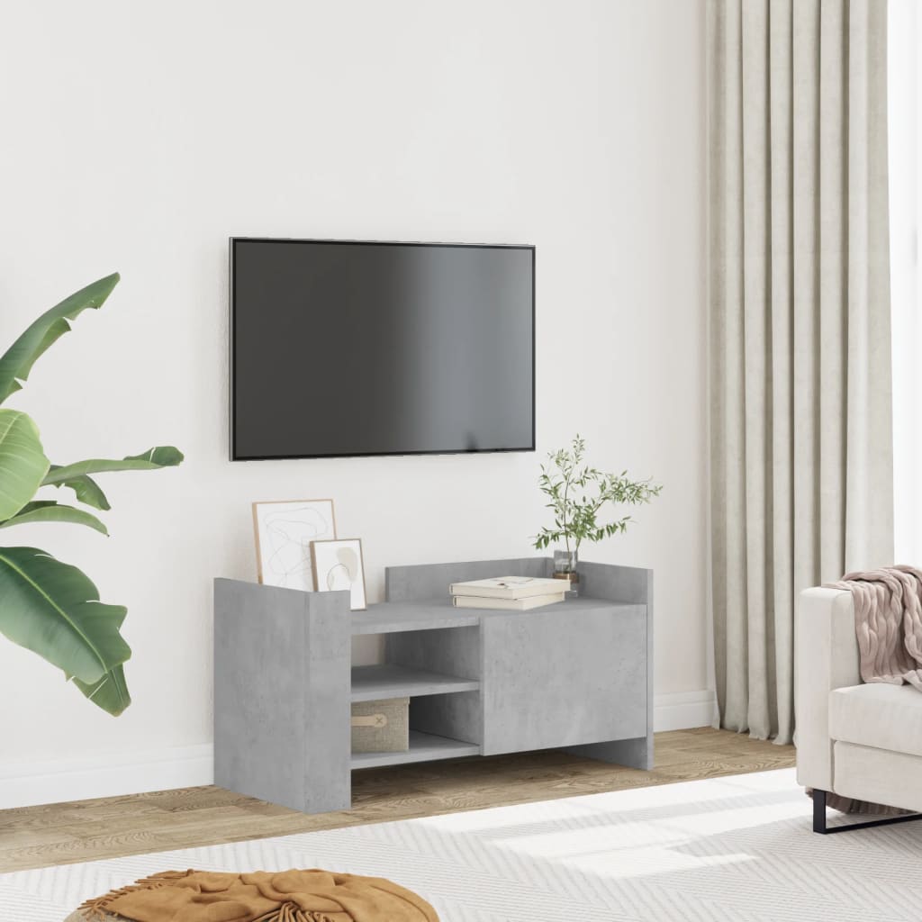 vidaXL Meuble TV gris béton 80x35x40 cm bois d'ingénierie