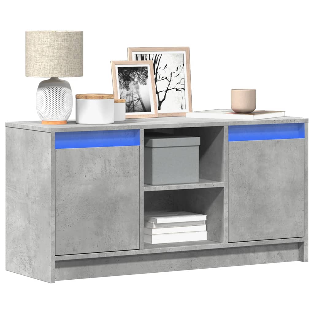 vidaXL Meuble TV avec LED gris béton 100x34x50 cm bois d'ingénierie
