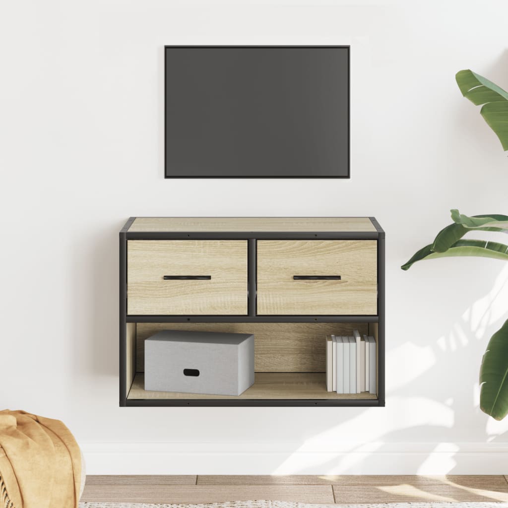 vidaXL Meuble TV chêne sonoma 60x31x39,5 cm bois d'ingénierie et métal