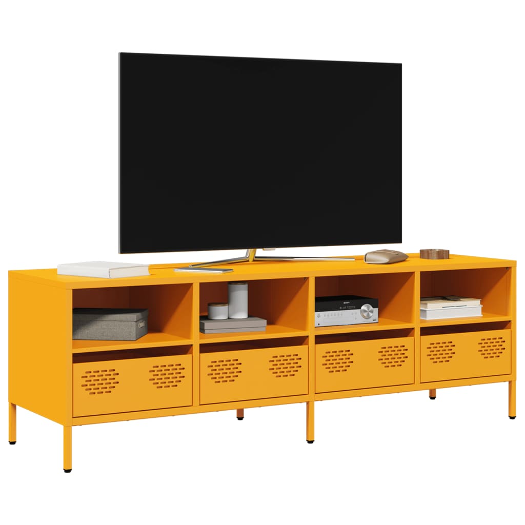 vidaXL Meuble TV jaune moutarde 135x39x43,5 cm acier laminé à froid