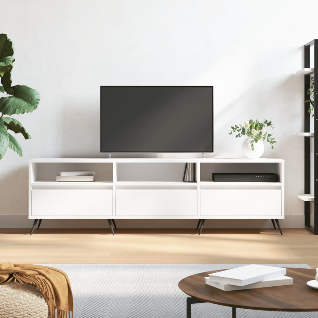 vidaXL Meuble TV blanc 150x30x44,5 cm bois d'ingénierie