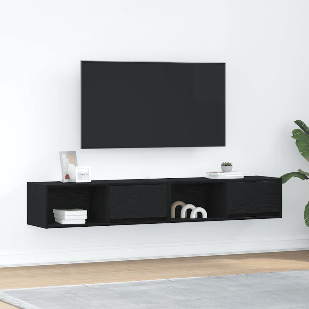 vidaXL Meuble TV 2 pcs chêne noir 80x31x25,5 cm bois d'ingénierie