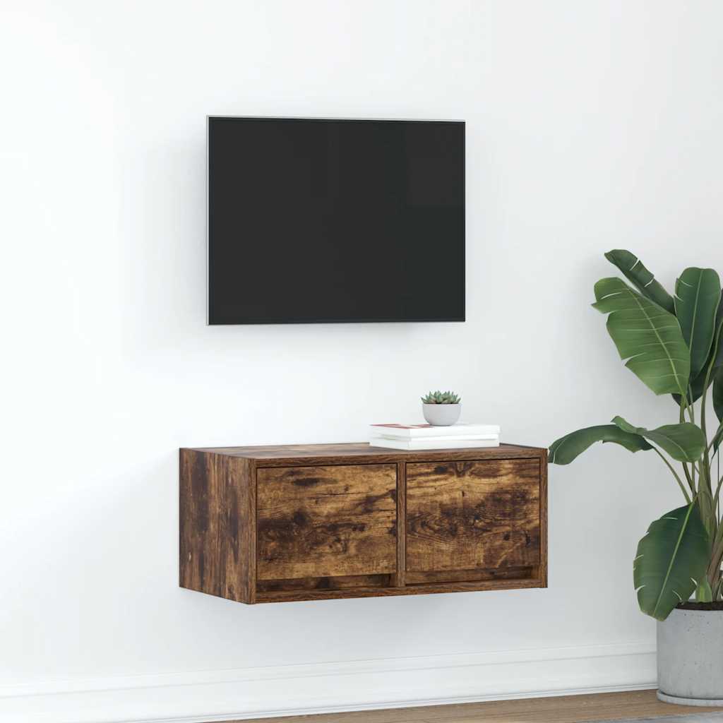 vidaXL Meuble TV chêne fumé 60x31x25,5 cm bois d'ingénierie