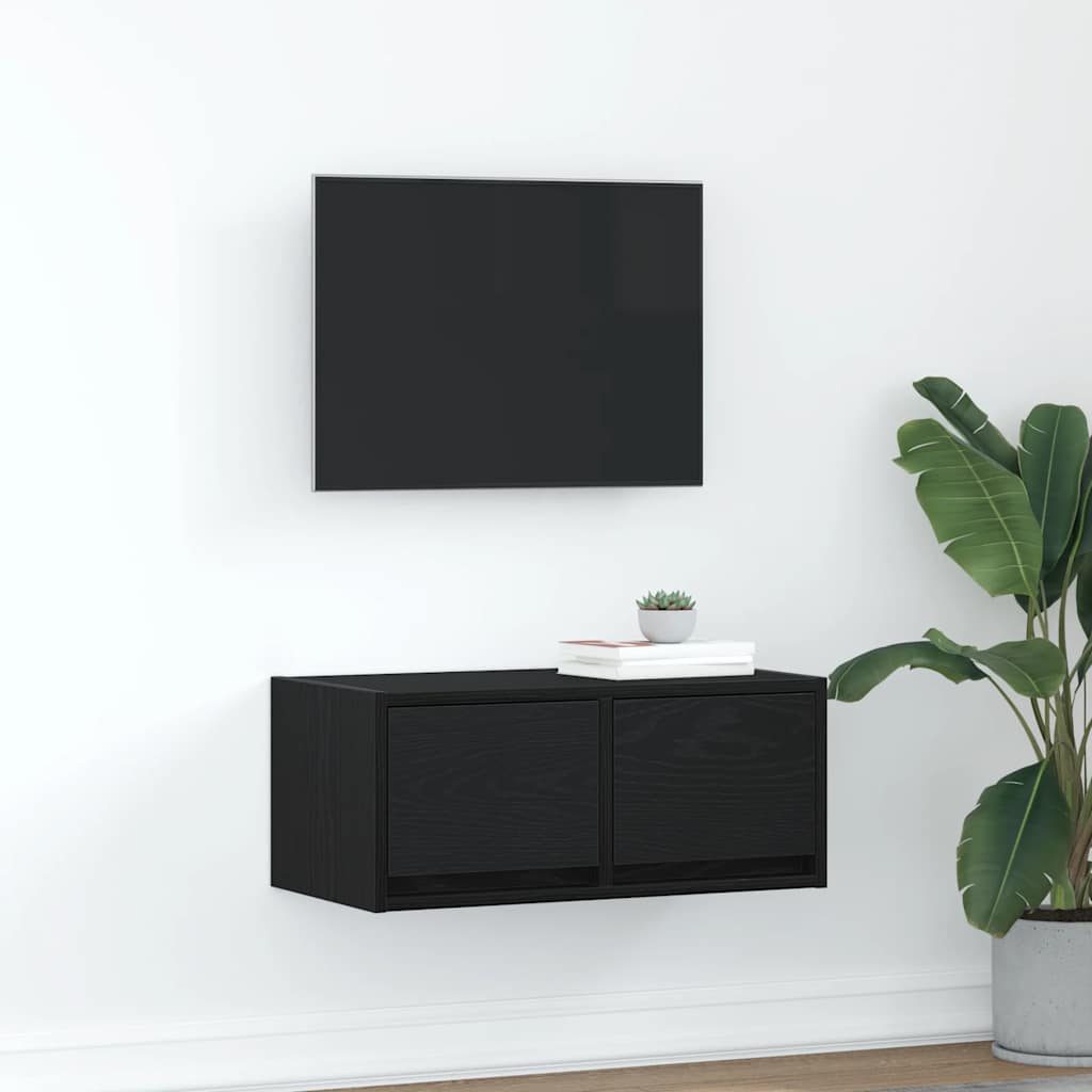 vidaXL Meuble TV chêne noir 60x31x25,5 cm bois d'ingénierie