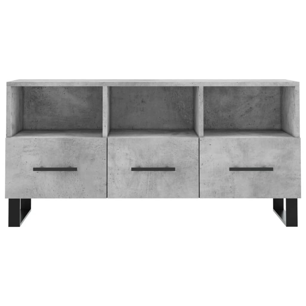 vidaXL Meuble TV gris béton 102x36x50 cm bois d'ingénierie - Image 5
