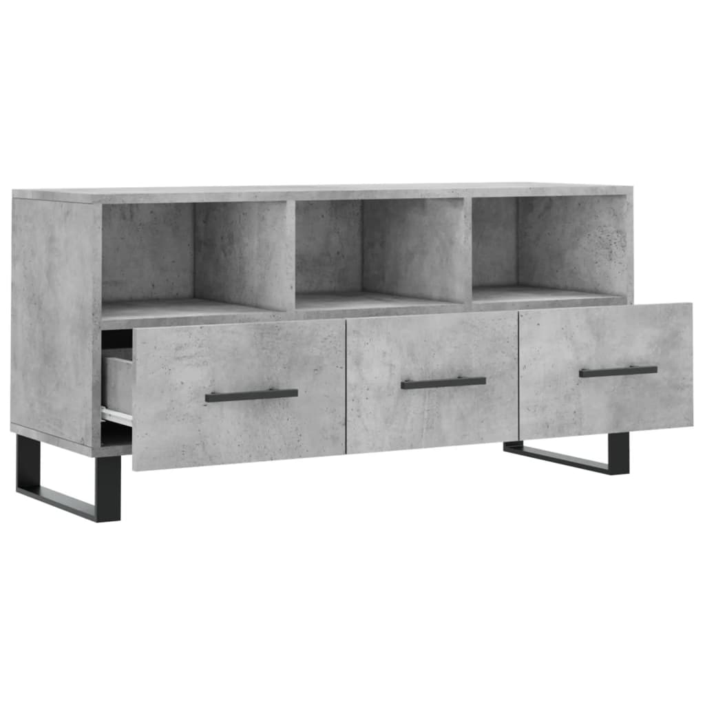 vidaXL Meuble TV gris béton 102x36x50 cm bois d'ingénierie - Image 6