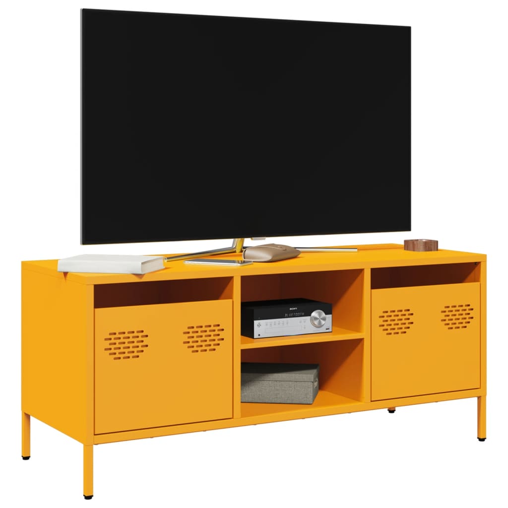 vidaXL Meuble TV jaune moutarde 101,5x39x43,5 cm acier laminé à froid