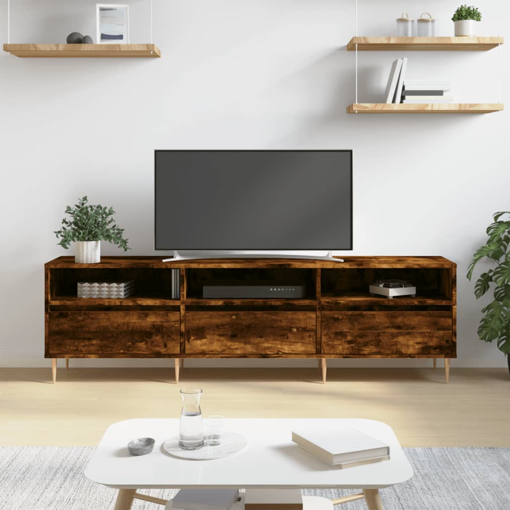 vidaXL Meuble TV chêne fumé 150x30x44,5 cm bois d'ingénierie