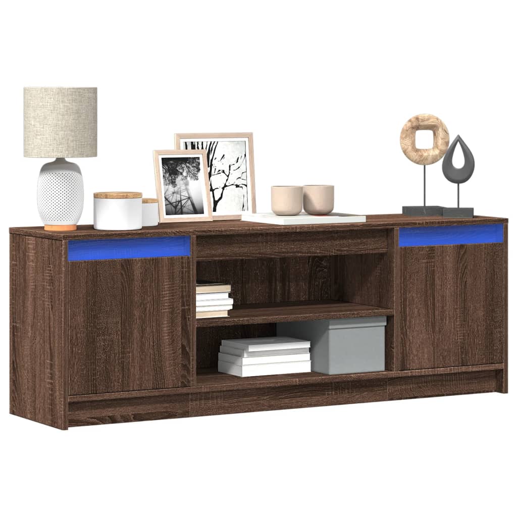 vidaXL Meuble TV avec LED chêne marron 139,5x34x50cm bois d'ingénierie
